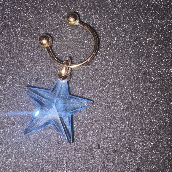 18 k Gold plated  swarovski Blue Star Key charm,bag charm. Vintage - Picture 4 of 10